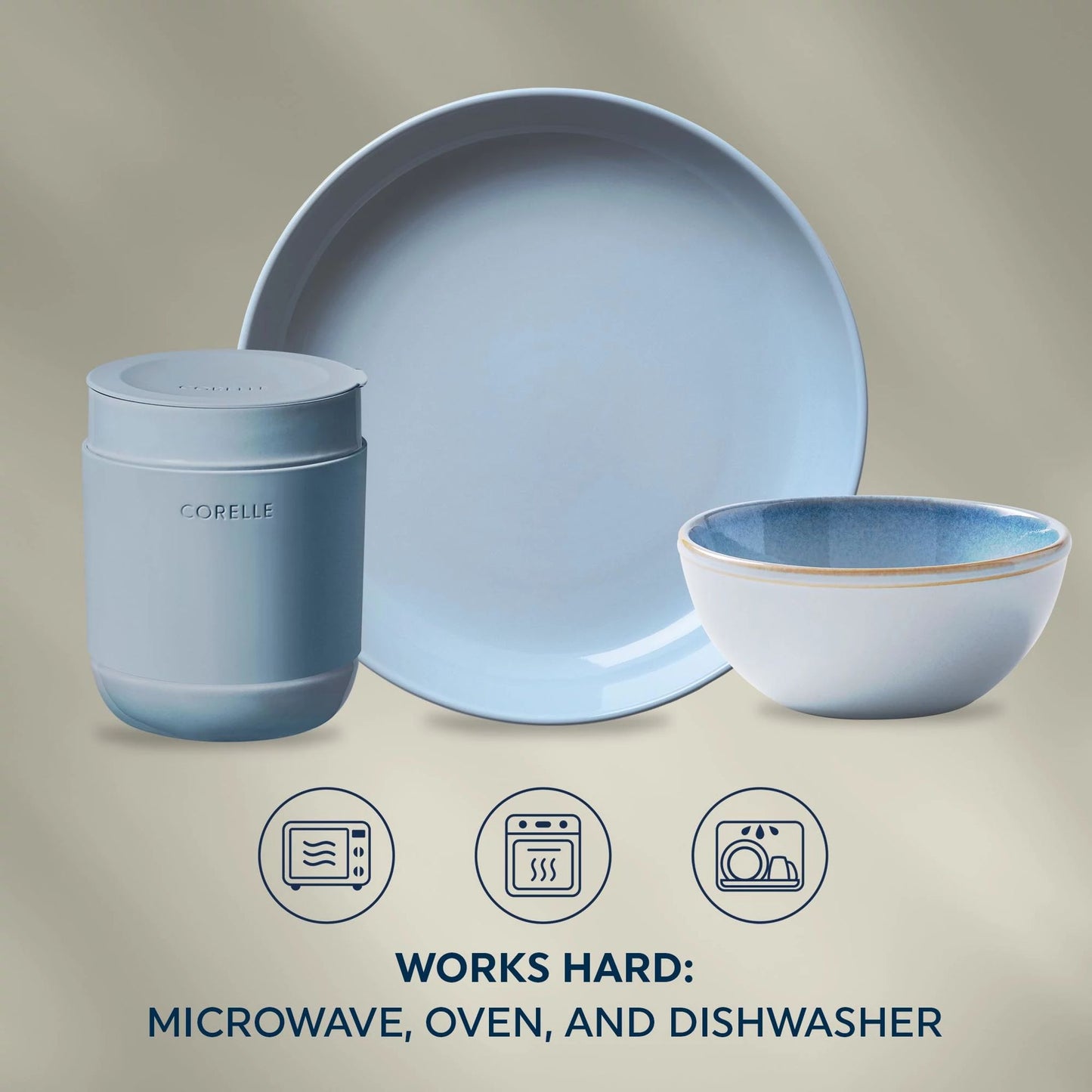 Corelle® Stoneware 16-piece Dinnerware Set, Service for 4, Nordic Blue