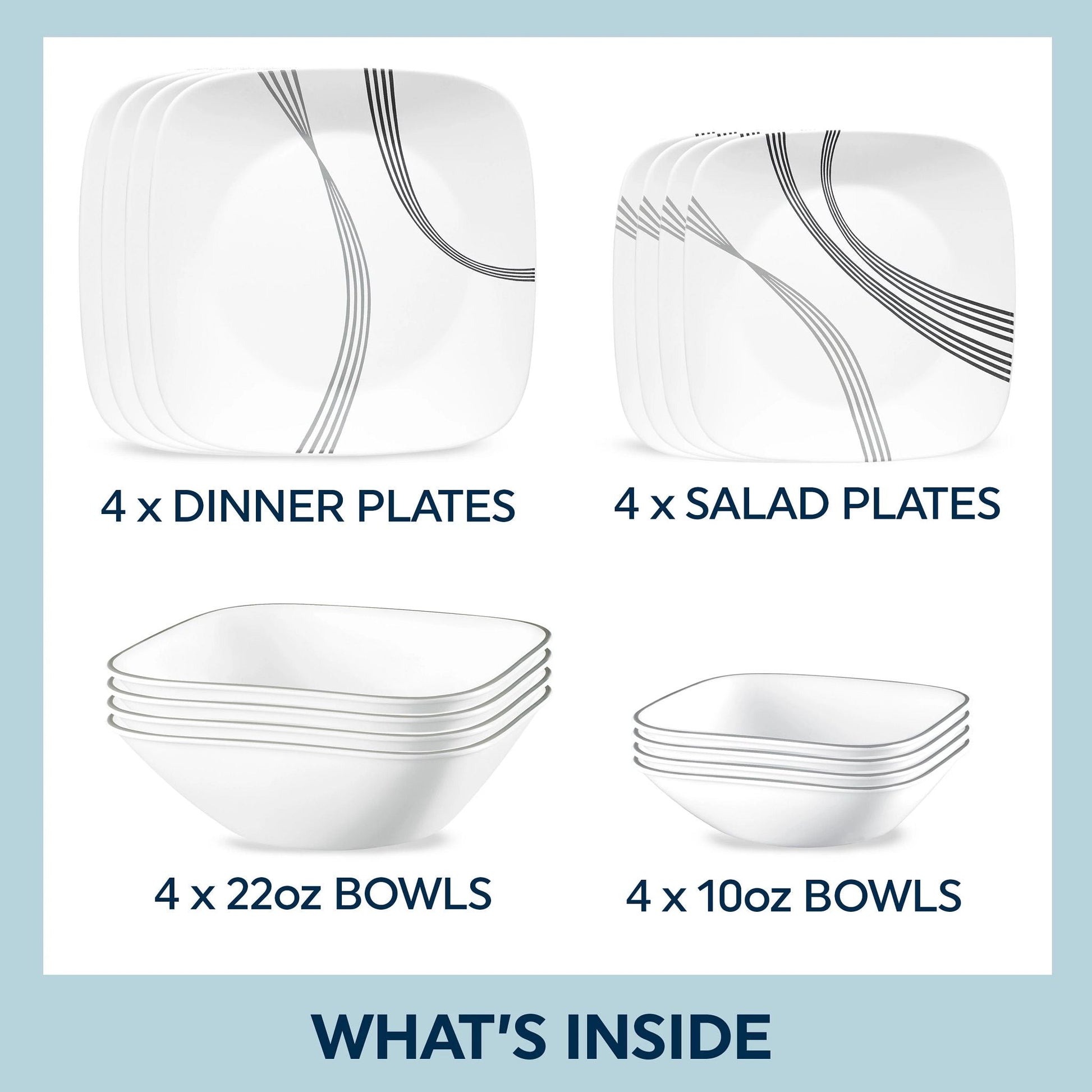 Corelle® Urban Arc 16-piece Dinnerware Set, Service for 4
